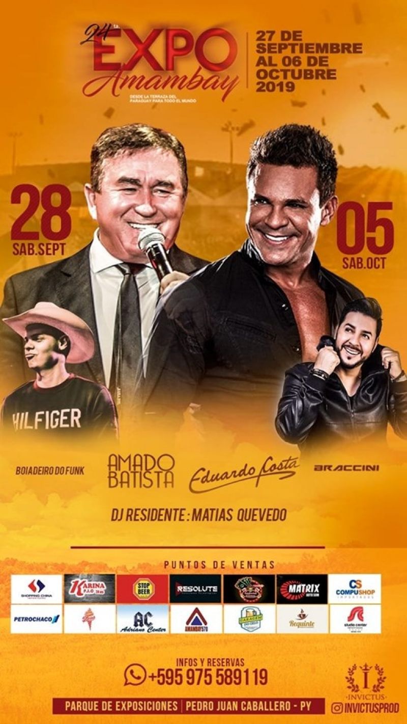 Amado Batista y Eduardo Costa en la Expo Amambay 2019