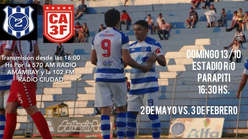 2 de Mayo recibe al 3 de Febrero este domingo