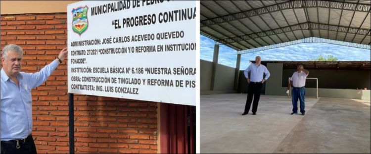 Proyecto de tinglado y pista en la escuela Virgen del Rosario en su última etapa de construcción